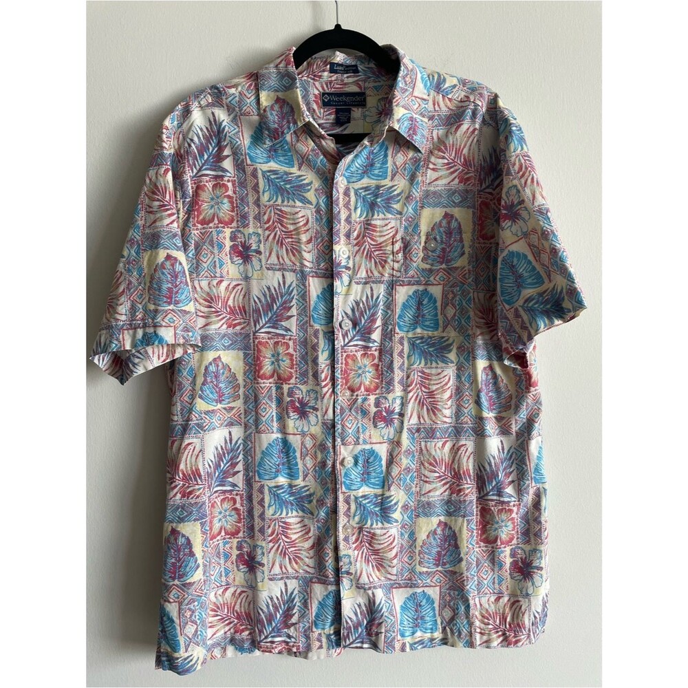 Vintage Weekender Silk Blend Shirt Hawaiian Luau Edition Tropical Camp L